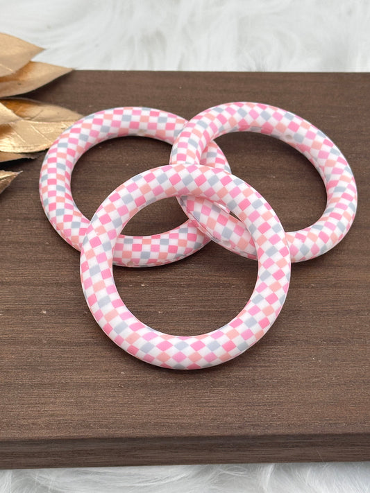 Printed Silicone Ring - Pastel Checkered 65mm