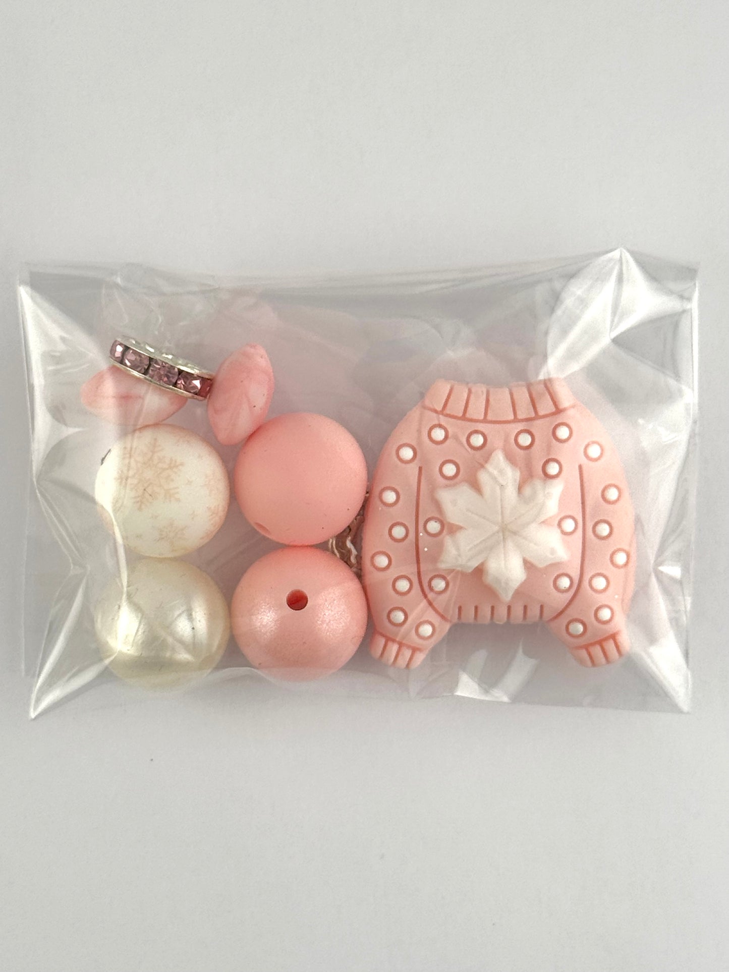 Bead Bag - Pink Snowflake Sweater