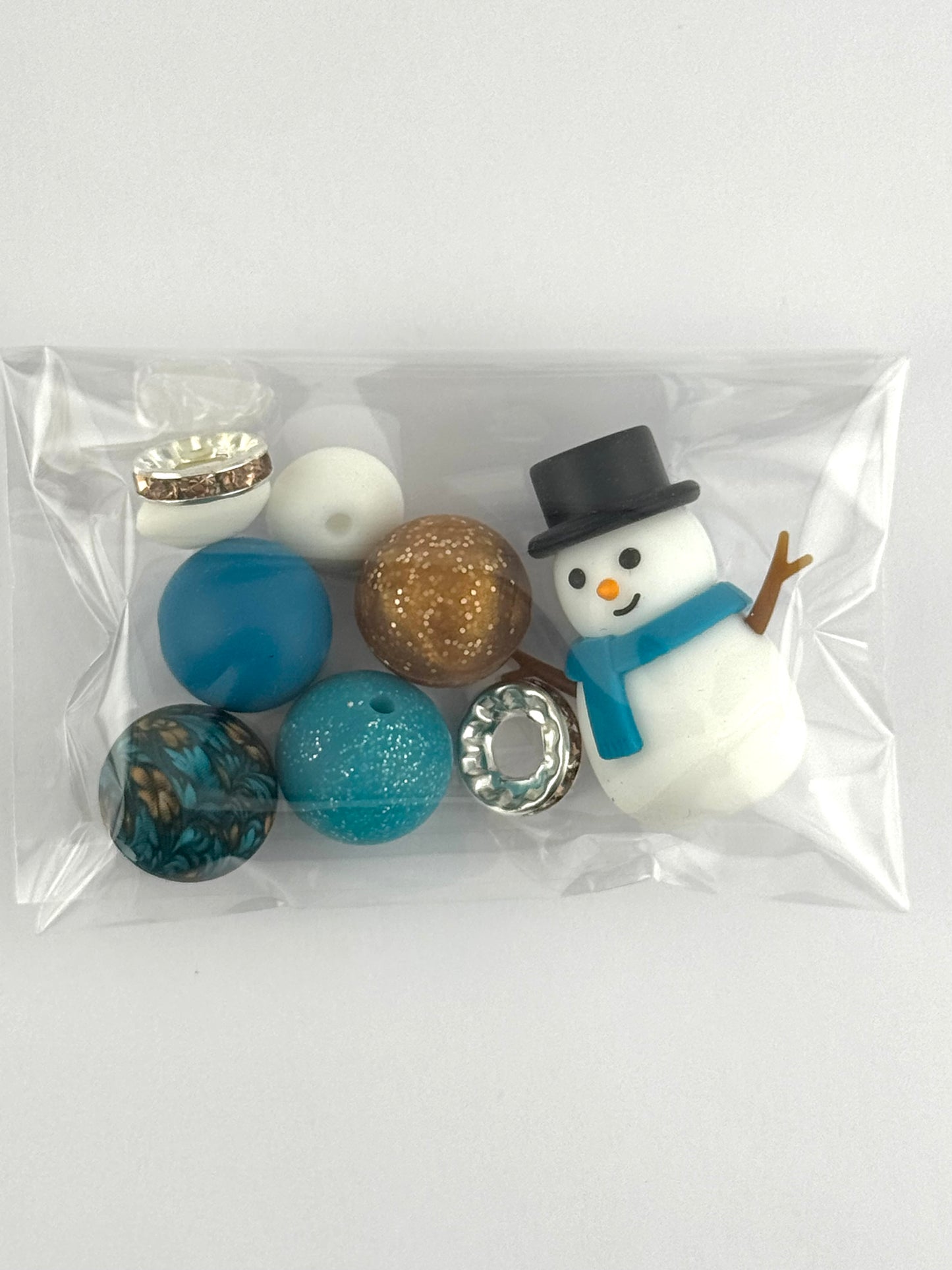 Bead Bag - Blue Snowman