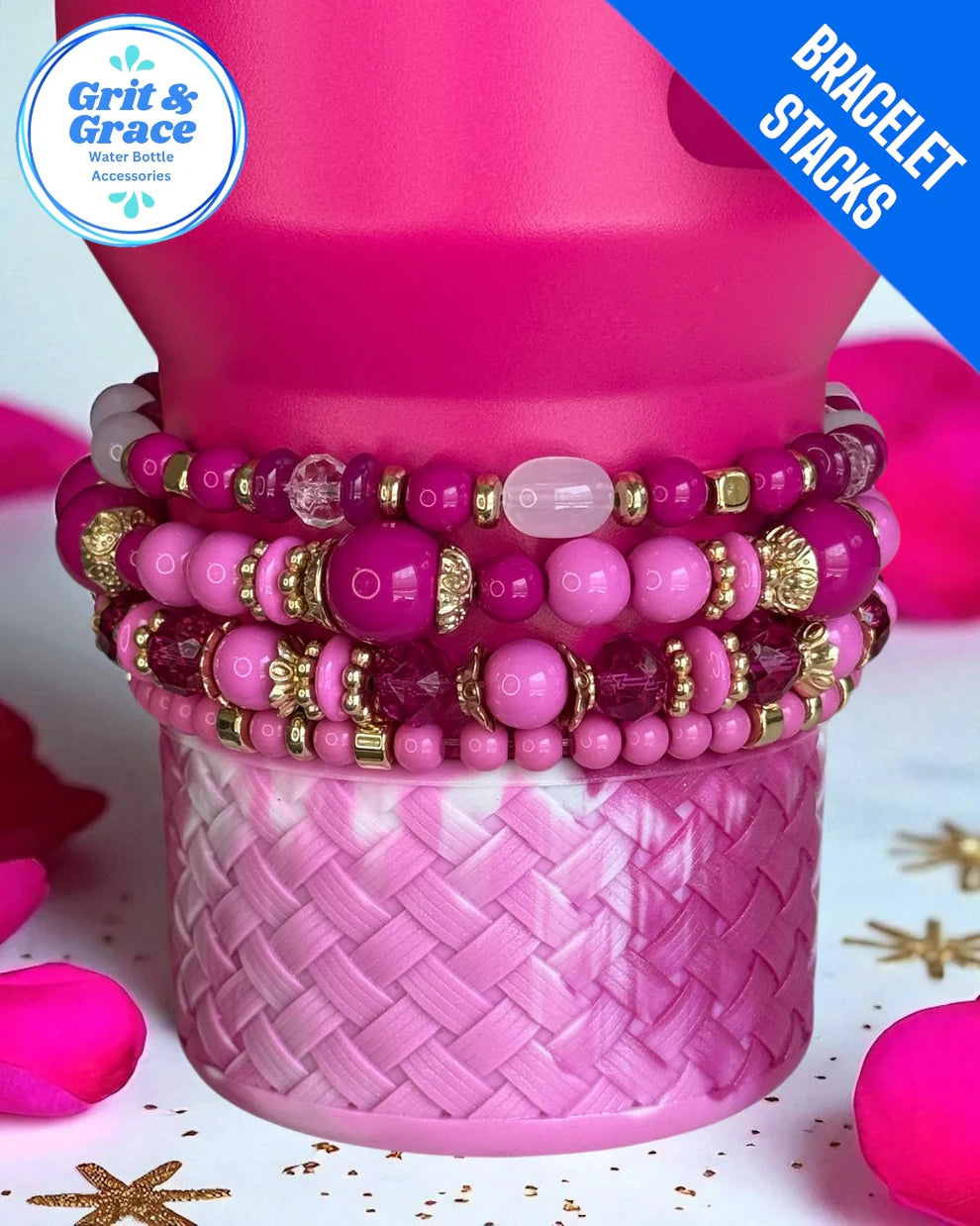 Pink Dreams Stretchy Cup Bracelets (Set of 4)