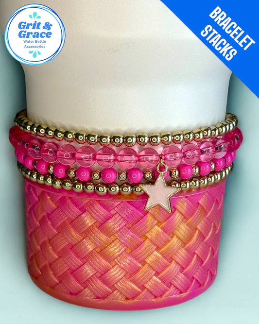 Shooting Star Pink Stretchy Cup Bracelets (Set of 4)