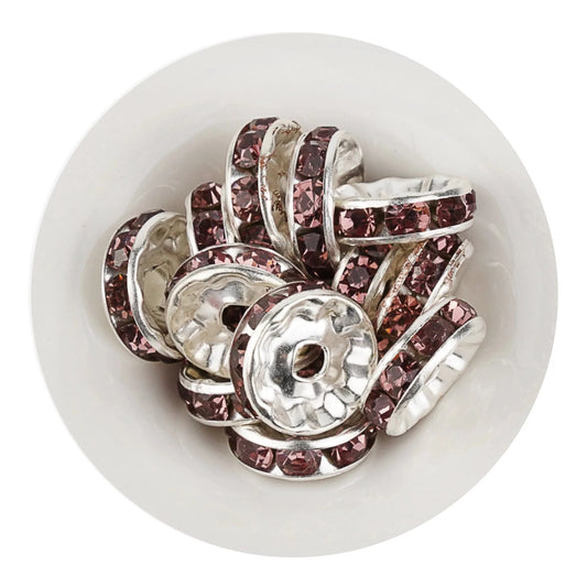 Bead Spacer Disc - Pink & Silver