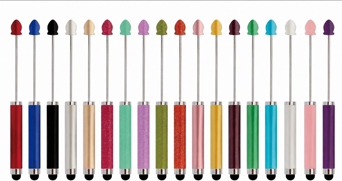 Beadable stylus pens in assorted solid colors