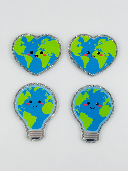 Glitter Acrylic Flatback ~ 197 ~ Earth Day