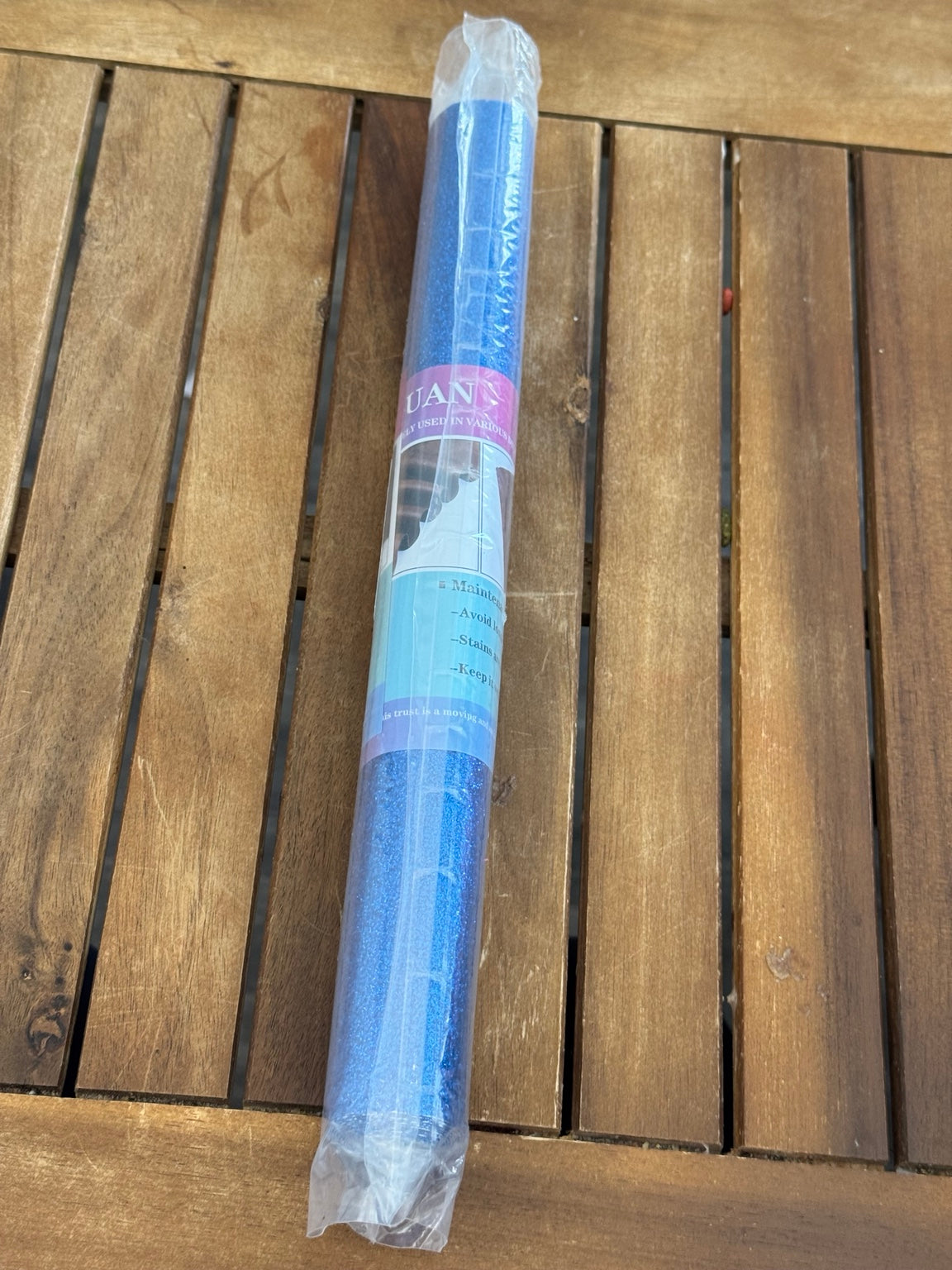 Full blue fine glitter faux leather roll