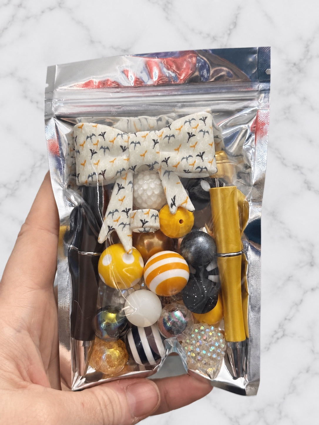 Golden Dragonflight – First Dibs Curated Pen + Bow Bead Bag