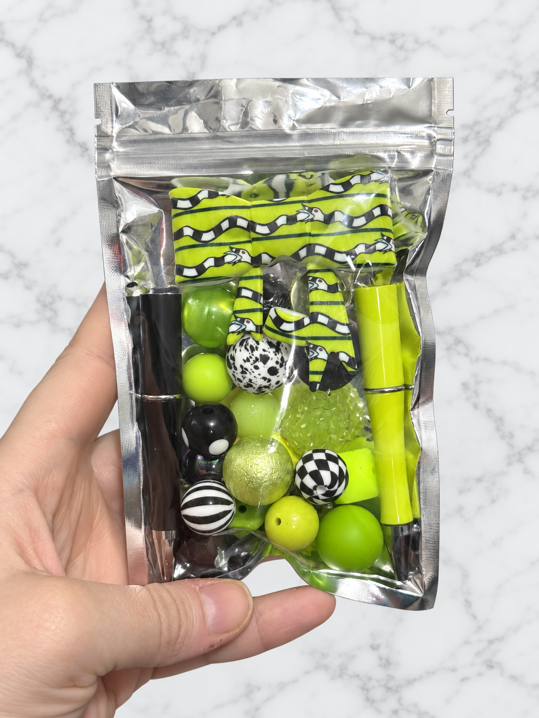 Lime & Stripes – First Dibs Curated Pen + Bow Bead Bag