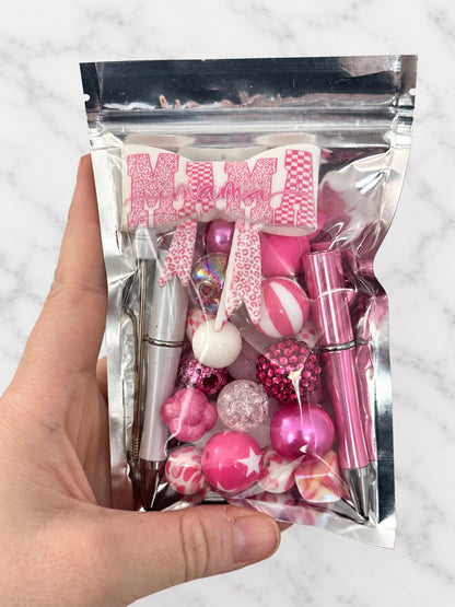 Pink Mama Magic First Dibs curated pen and bow bead bag