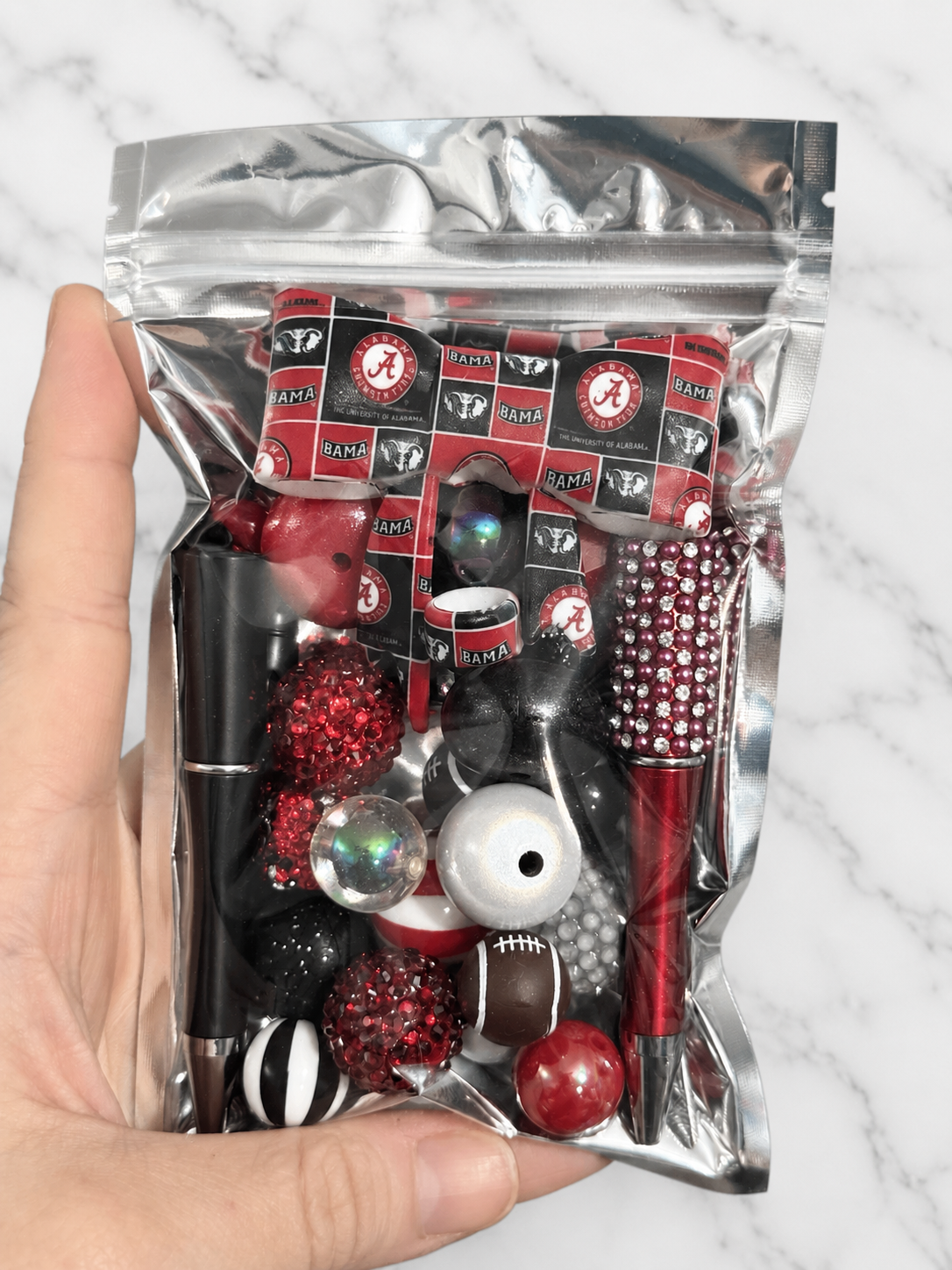 Scarlet Sideline – First Dibs Curated Pen + Bow Bead Bag