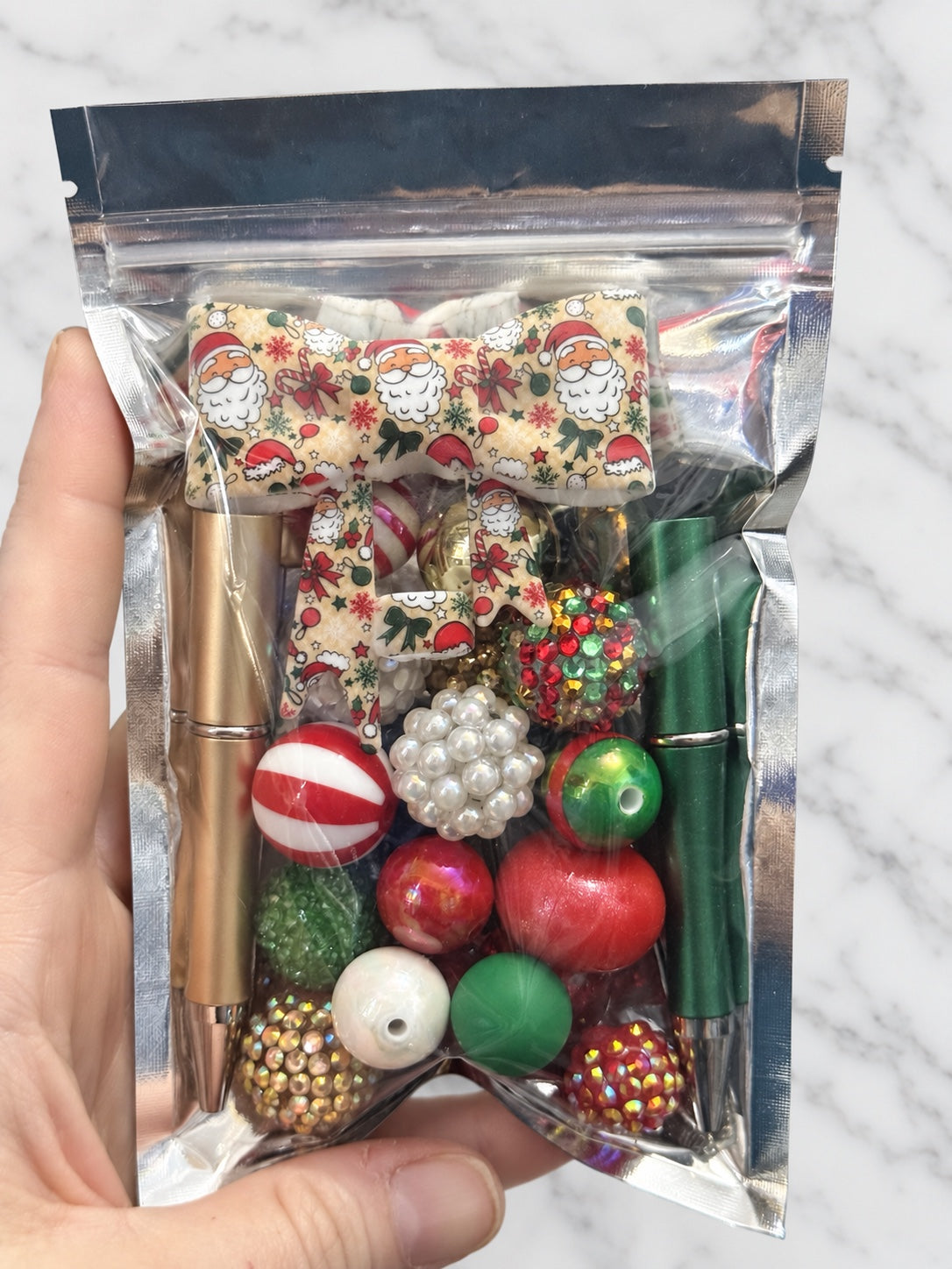 Vintage Santa Cheer – First Dibs Curated Pen + Bow Bead Bag
