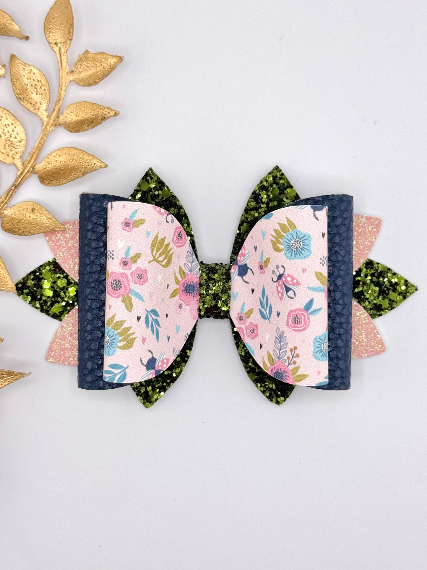 Faux Leather Bow ~ Secret Garden