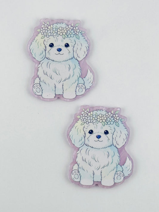 Glitter Acrylic Flatback ~ 123 ~ Cutesy Dog