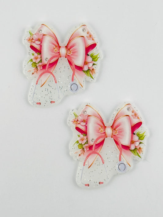 Glitter Acrylic Flatback ~ 1051N ~ Stethoscope Bow