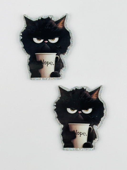 Glitter Acrylic Flatback ~ 228 ~ Nope Cat