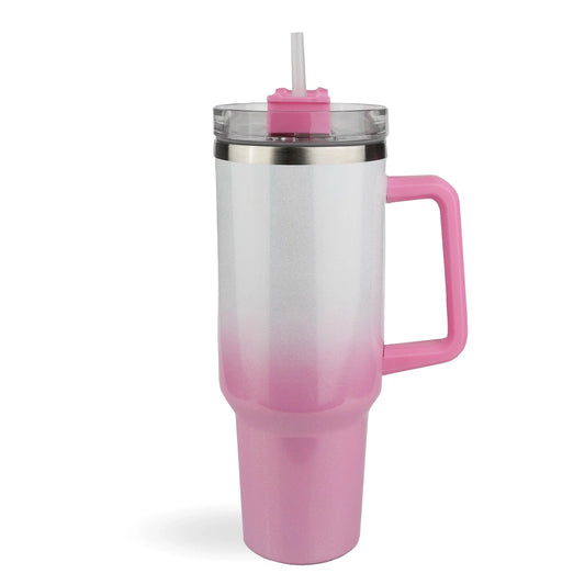 Handled Tumbler Shimmer Ombre- White & Pink