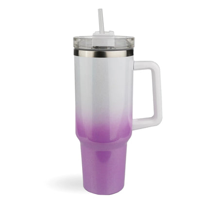 Handled Tumbler Shimmer Ombre- White & Purple