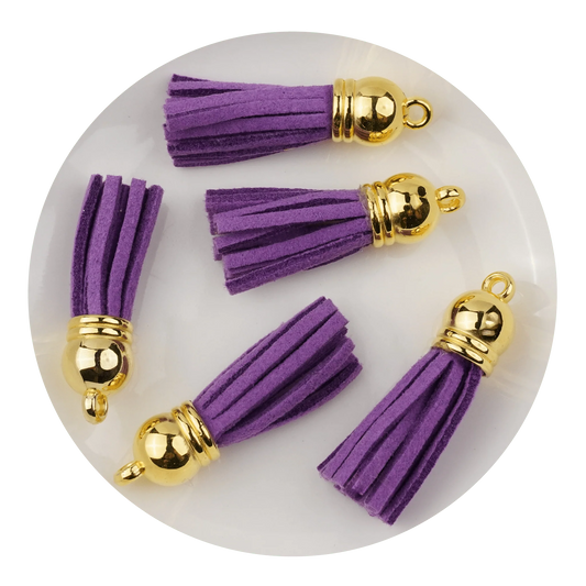 Keychain Tassel Gold Ring - Purple