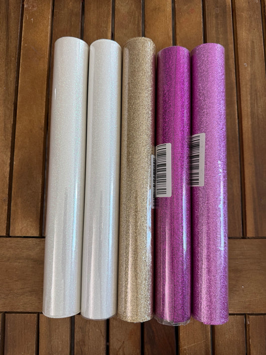 Sealed Litchi super fine sparkly faux leather rolls in White, Champagne, Pink and Purple