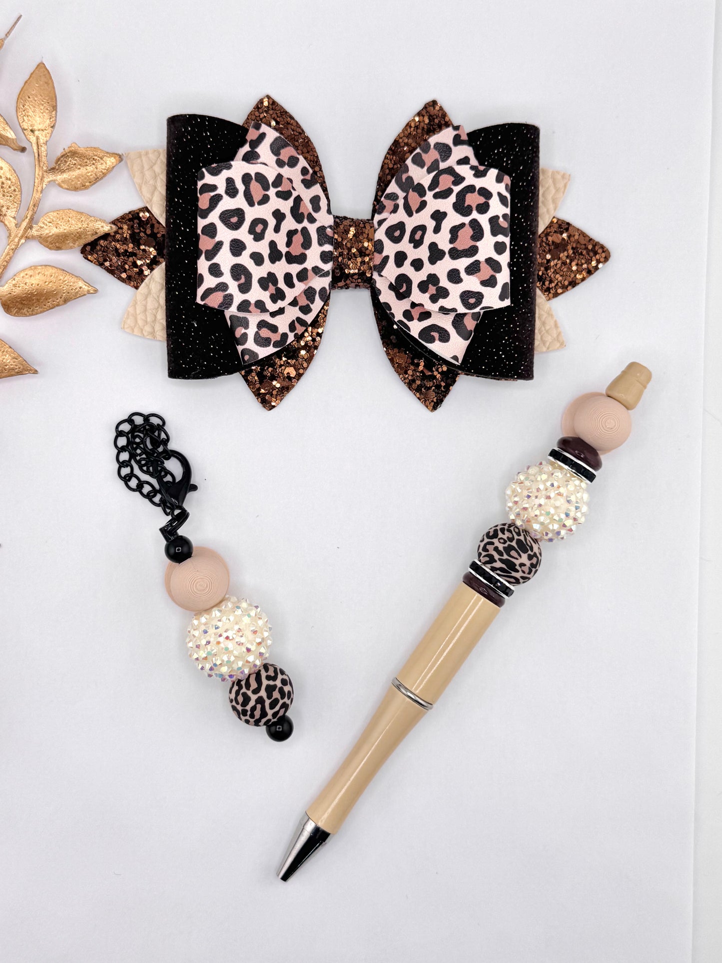 Faux Leather Bow ~ OG Leopard