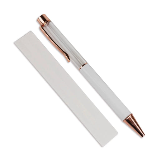 Pen Snow Globe Sublimation Blank - White & Rose Gold