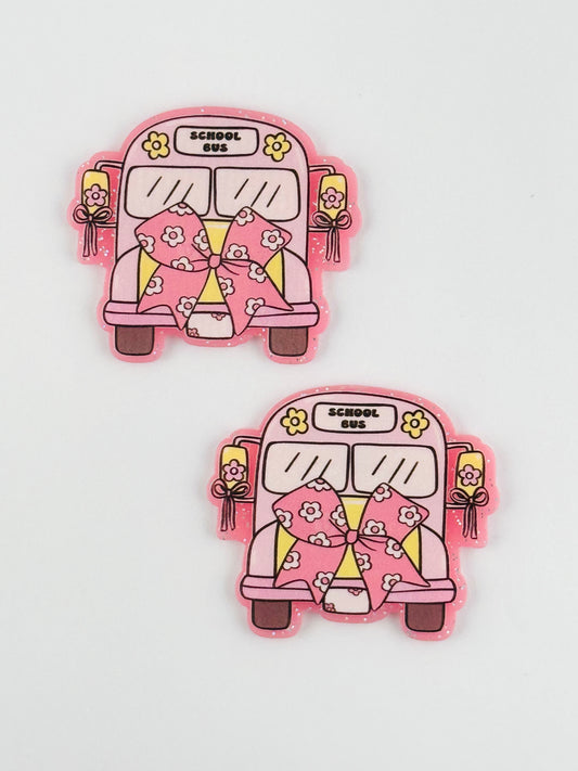 Glitter Acrylic Flatback ~ 1014T ~ Pink Bus