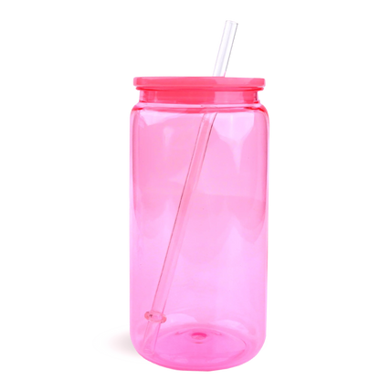 Plastic Can Transparent - Bright Pink