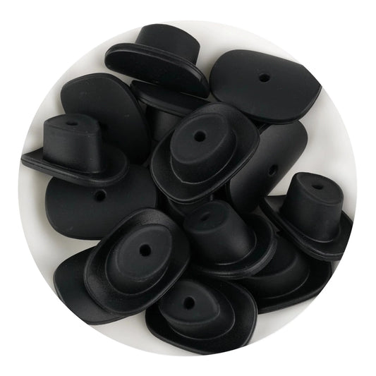 Silicone Focal Bead Cowboy Hat - Black