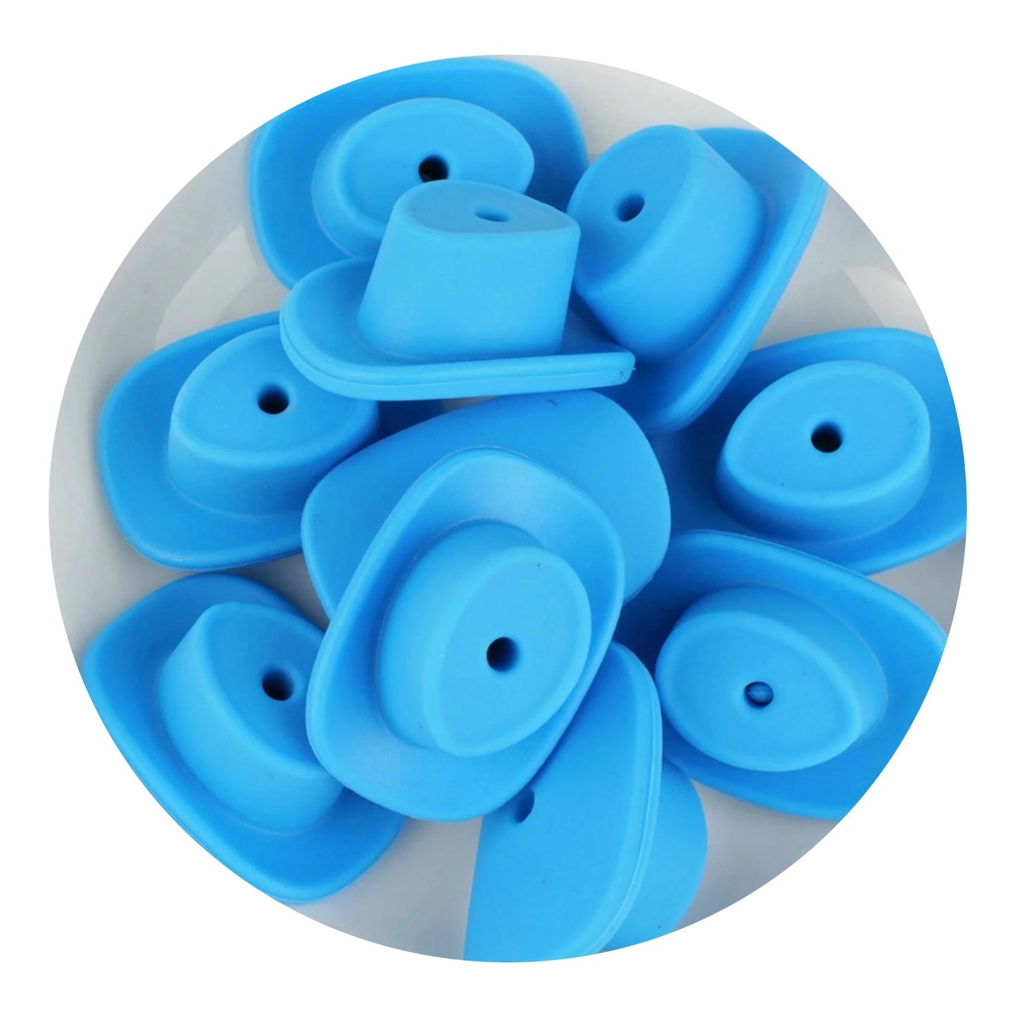 Silicone Focal Bead Cowboy Hat - Sky Blue