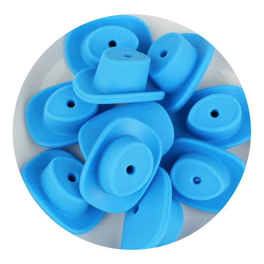 Silicone Focal Bead Cowboy Hat - Sky Blue