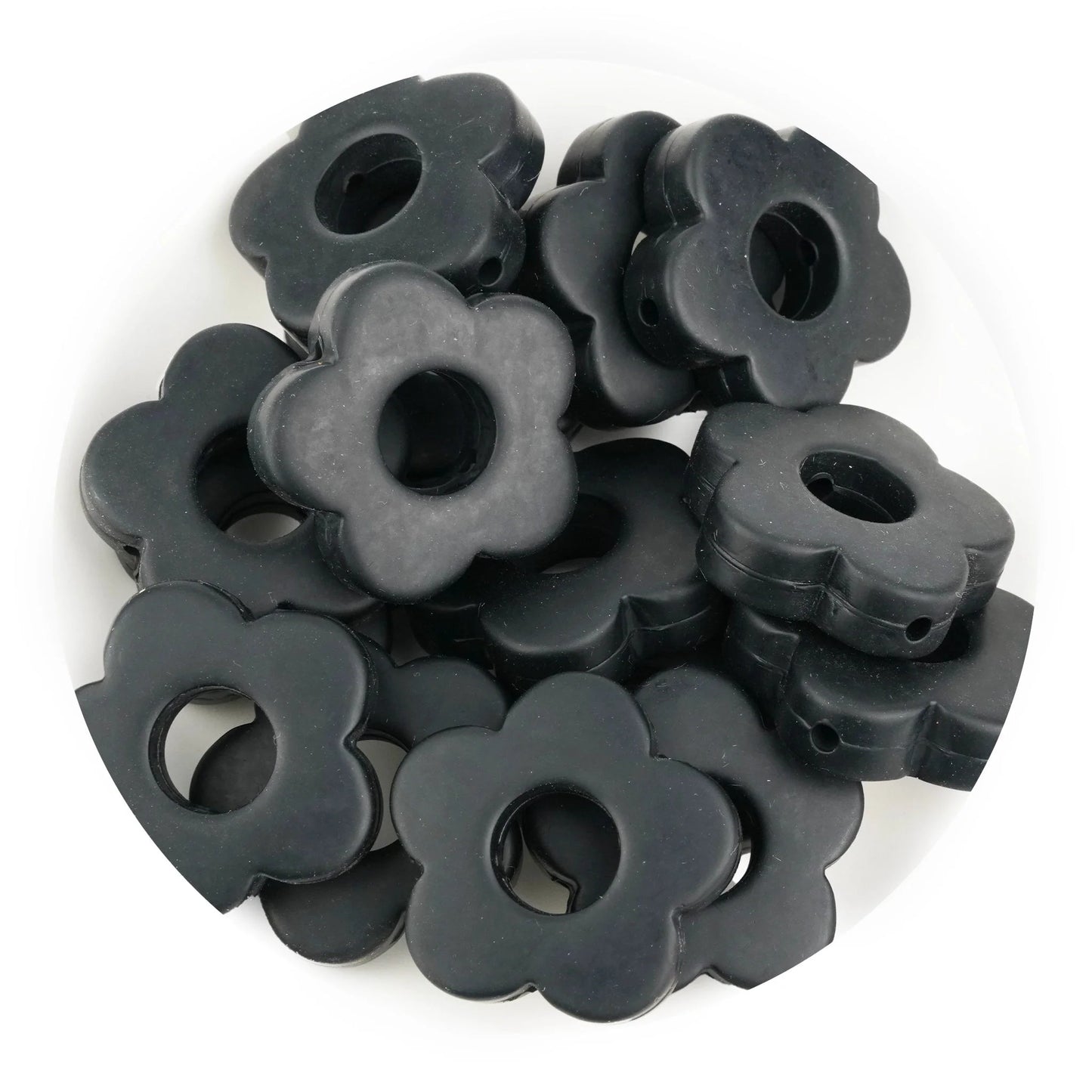 Silicone Focal Bead Flower - Black