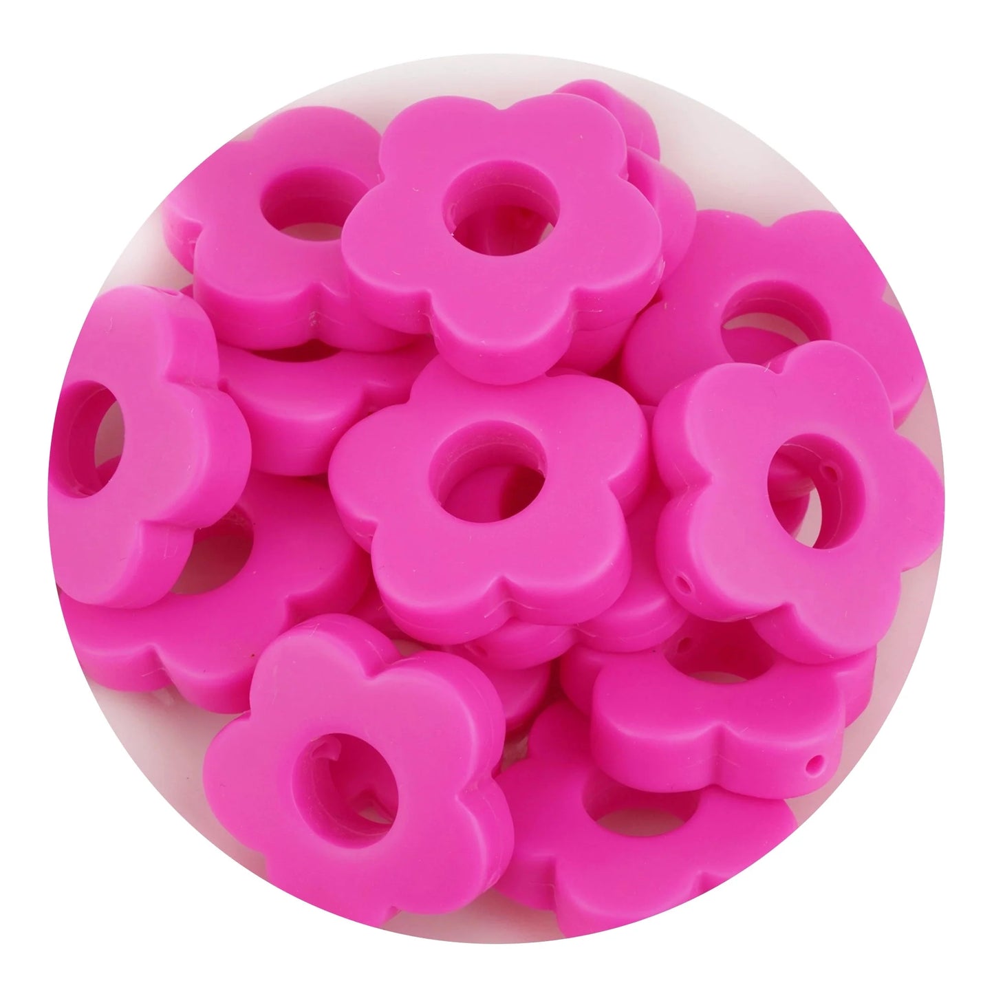 Silicone Focal Bead Flower - Fuchsia