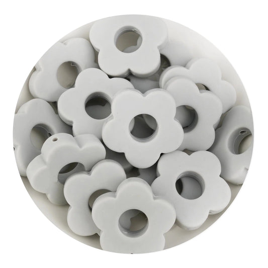 Silicone Focal Bead Flower - Light Gray