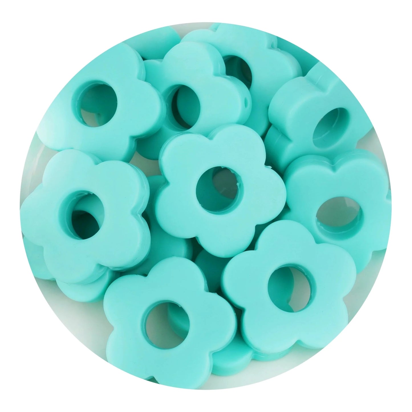 Silicone Focal Bead Flower - Turquoise