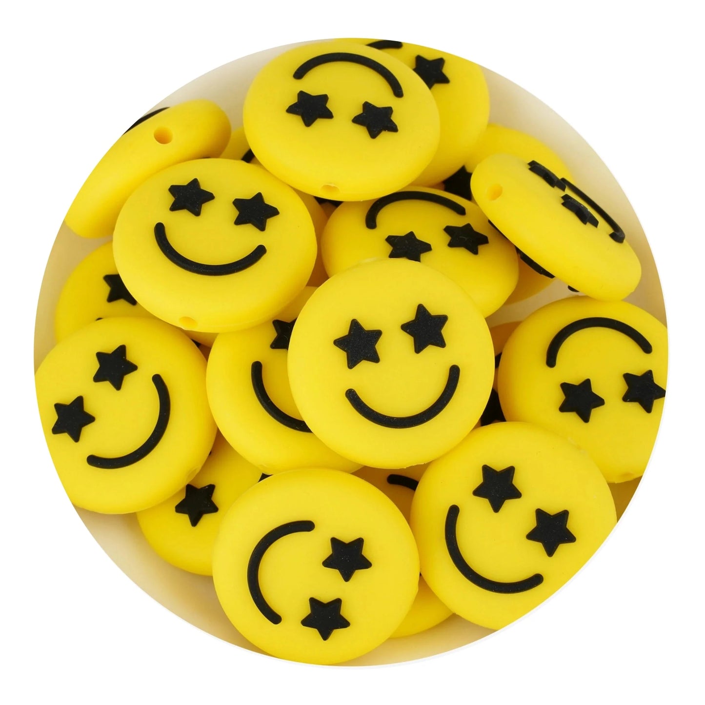 Silicone Focal Bead Happy Face - Yellow