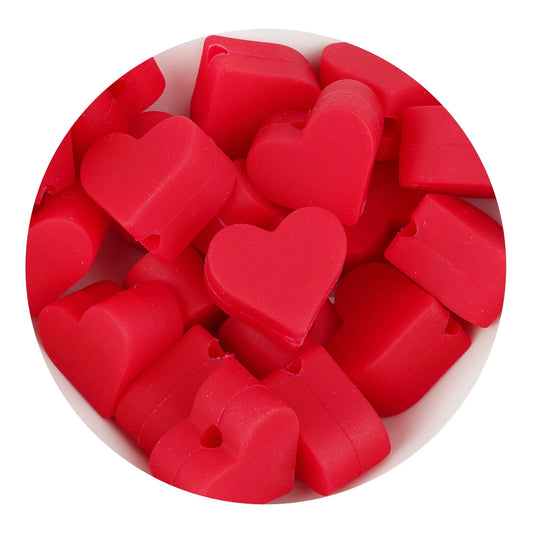 Silicone Focal Bead Heart - Red