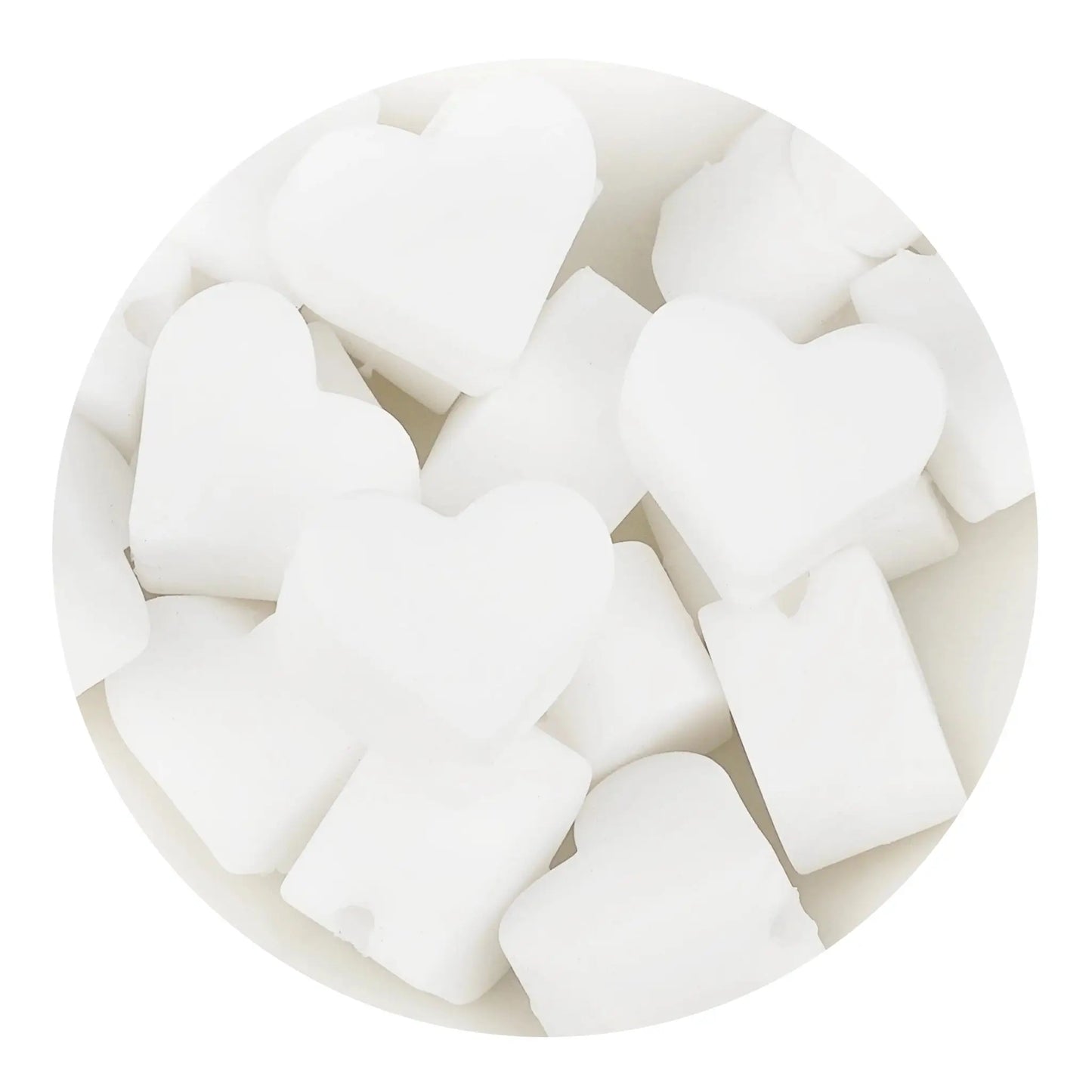 Silicone Focal Bead Heart - White