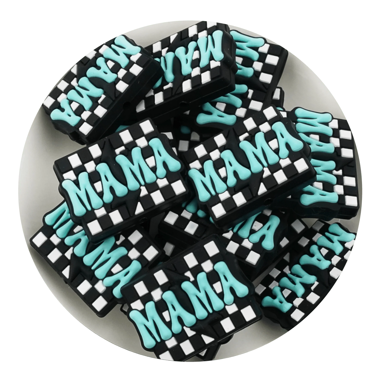 Silicone Focal Bead - Mama Rectangle