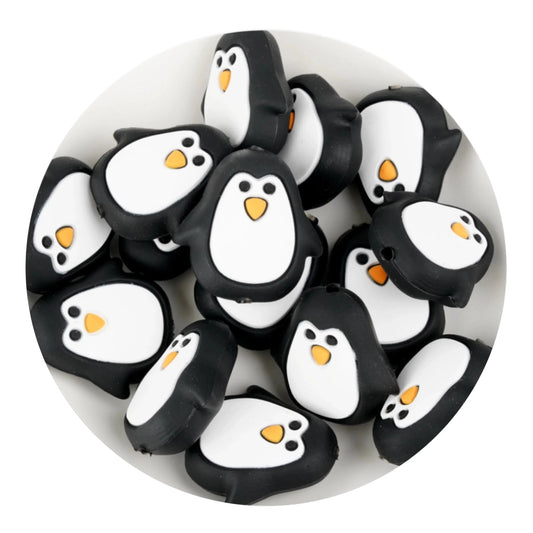 Silicone Focal Bead Penguin - Black