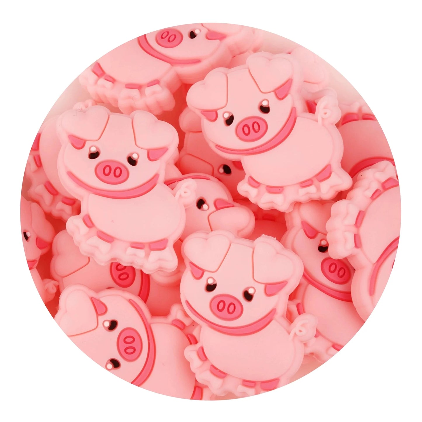 Silicone Focal Bead Pig - Pink