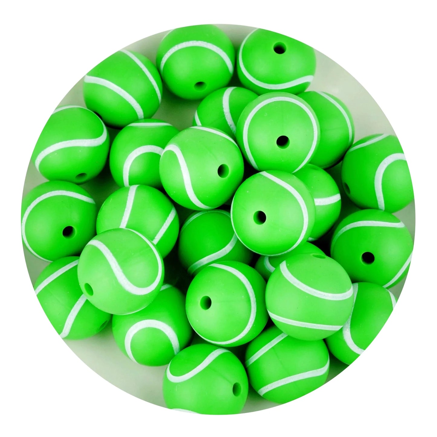 Silicone Focal Bead Round Tennis - Green