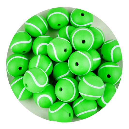 Silicone Focal Bead Round Tennis - Green