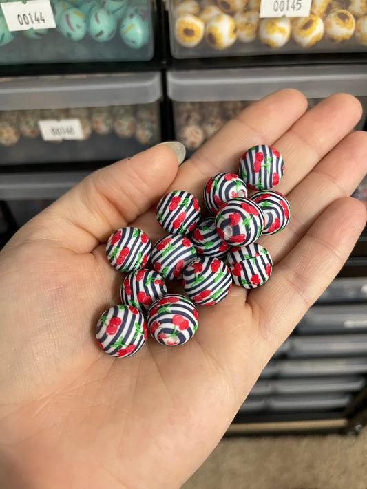 P146 Cherry Stripe 15mm Print