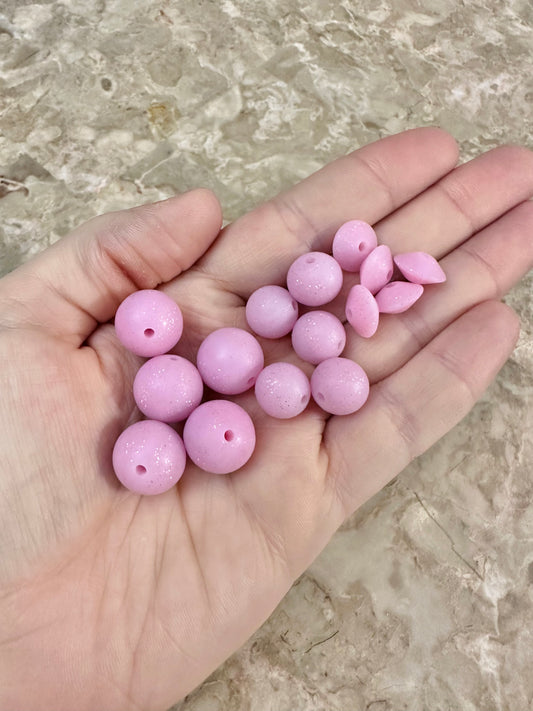 Posh Pink Glitter Beads