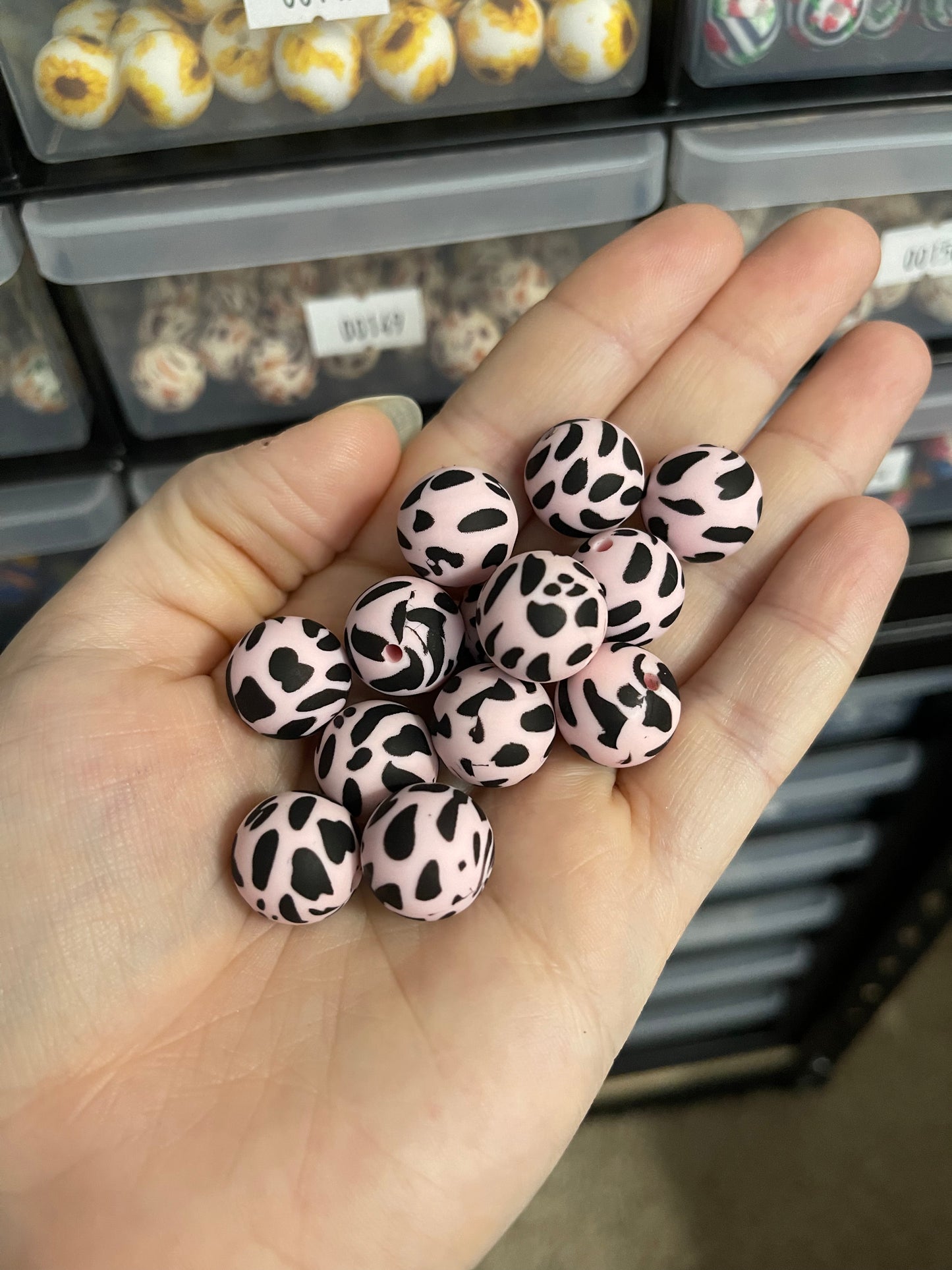 P155 Blush Black Cow 15mm Print