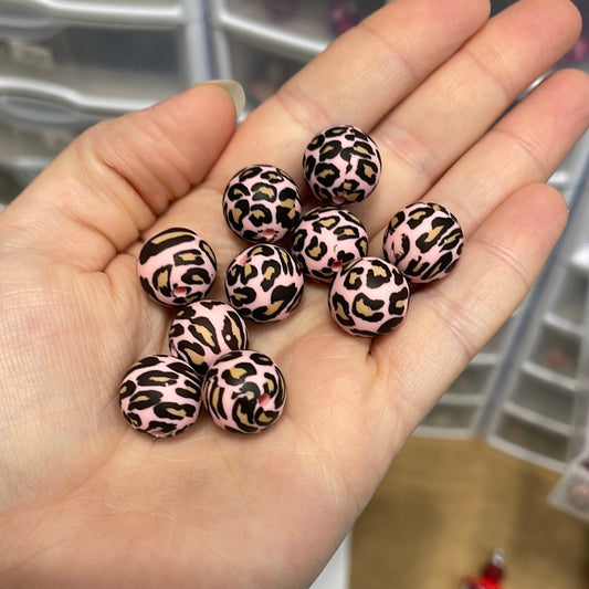 P108 Baby Pink Leopard 15mm Print