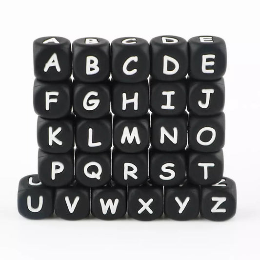 Black Letter Beads (12mm)